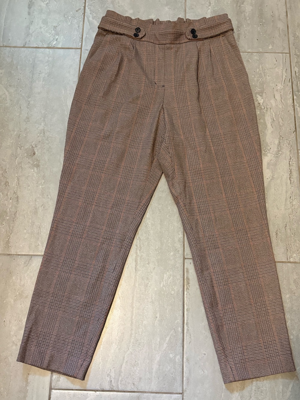 🆕Express Women’s Plaid Ankle Trousers High Rise in Brown Size M